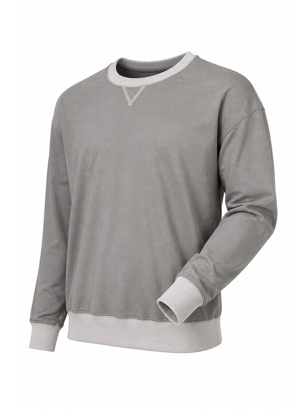 Fantaslook XL Gray Crewneck Sweatshirt with White Trim